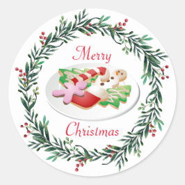 Niedlicher Weihnachtskochpaketierung Runder Aufkleber