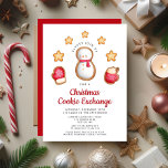 Niedlicher Weihnachtskochtausch Snowman Einladung<br><div class="desc">Custom Niedlich Weihnachtskochtausch Snowman Einladung.</div>