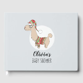 Niedlicher Weihnachtslama und Name Weihnachtsdusch Gästebuch
