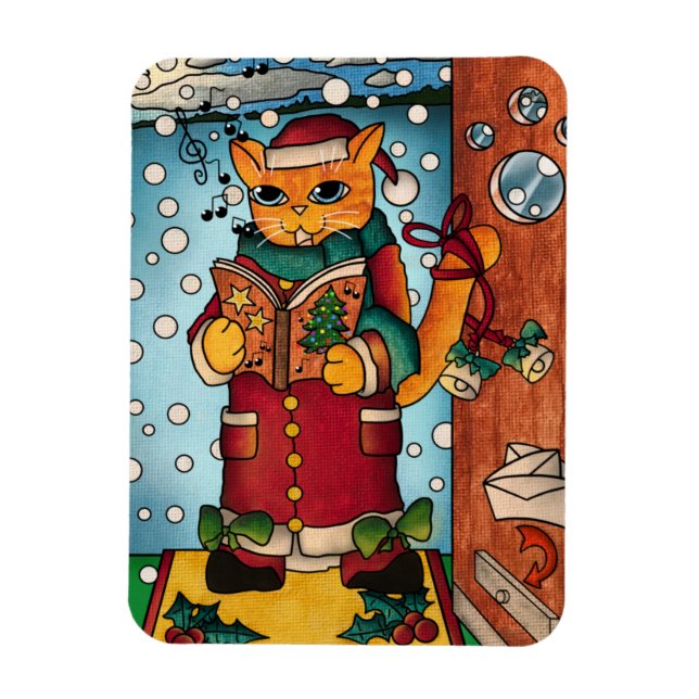 Niedlicher Weihnachtslieder Cat Magnet (Vertikal)