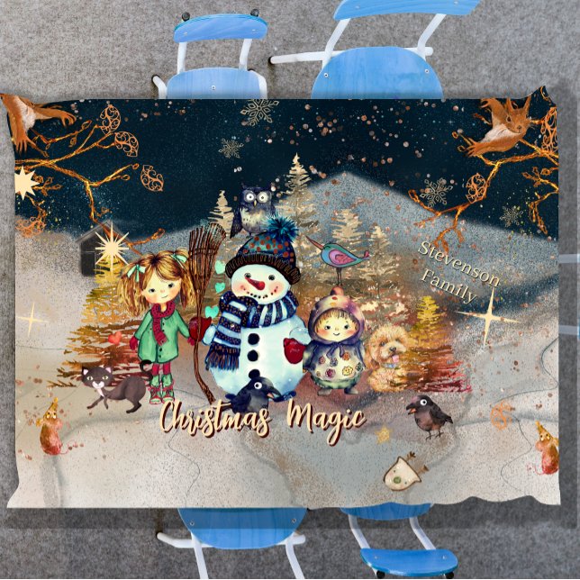 Niedlicher Weihnachtsmagic Tischdecke (Cute Christmas Magic blue Tablecloth)
