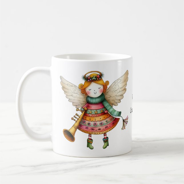 Niedlicher Weihnachtsmann Art Angel Kaffeetasse (Links)