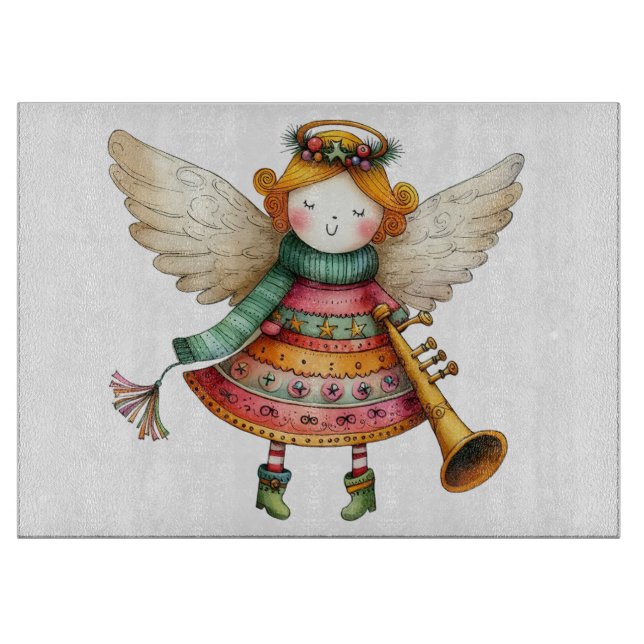 Niedlicher Weihnachtsmann Art Angel Schneidebrett (Vorderseite)