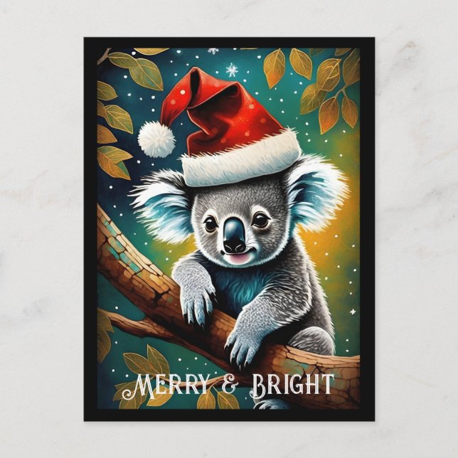 Niedlicher Weihnachtsmann auf dem Zweig des Baumes Postkarte (Vorderseite)