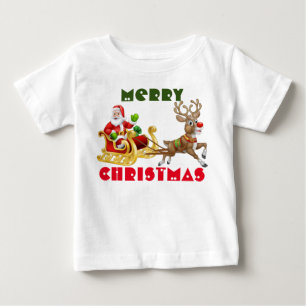 Niedlicher Weihnachtsmann auf einem Schlitten Baby T-shirt