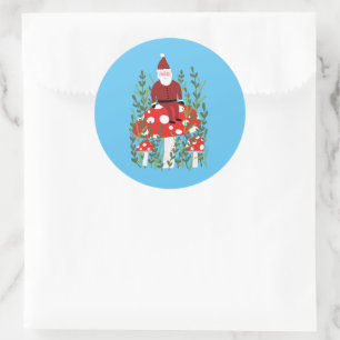 Niedlicher Weihnachtsmann auf Magic Mushroom Whims Runder Aufkleber