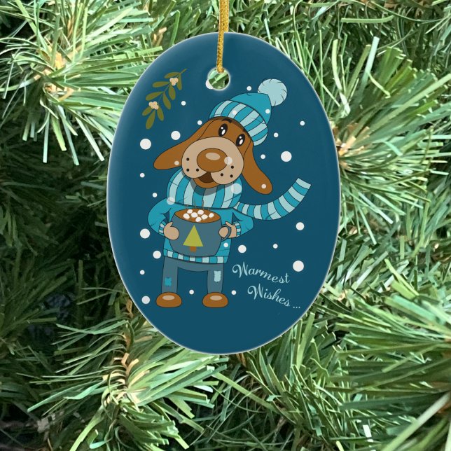 Niedlicher Weihnachtsmann Blaue Keramik Ornament (Cute cartoon dog blue Christmas ornament .
)