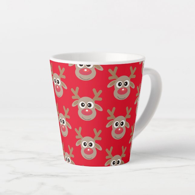 Niedlicher Weihnachtsmann-Cartoon Pattern Red Milchtasse (Rechte Ecke)