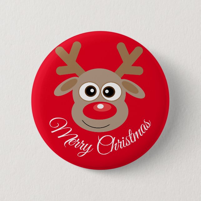 Niedlicher Weihnachtsmann-Cartoon Red Button (Vorderseite)
