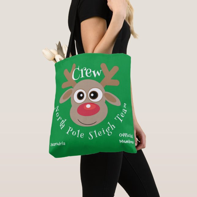 Niedlicher Weihnachtsmann-Cartoon Reindeer Green S Tasche (Von Nahem)