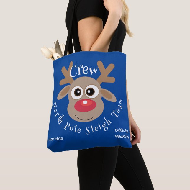Niedlicher Weihnachtsmann Cartoon Reindeer Sleigh  Tasche (Von Nahem)