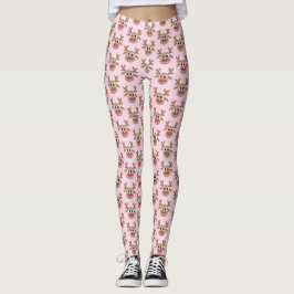 Niedlicher Weihnachtsmann-Cartoon Rentier Pattern Leggings
