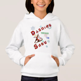 Niedlicher Weihnachtsmann durch den Schnee auf Ski Hoodie