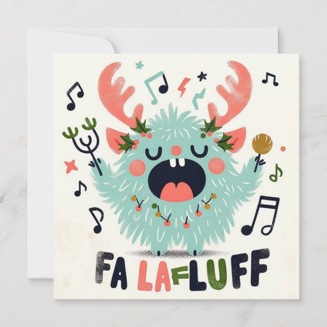 Niedlicher Weihnachtsmann "fa la fluff" Feiertagskarte (Vorderseite)