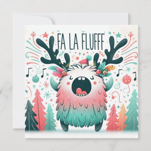 Niedlicher Weihnachtsmann "fa la fluff" Feiertagskarte (Vorderseite)