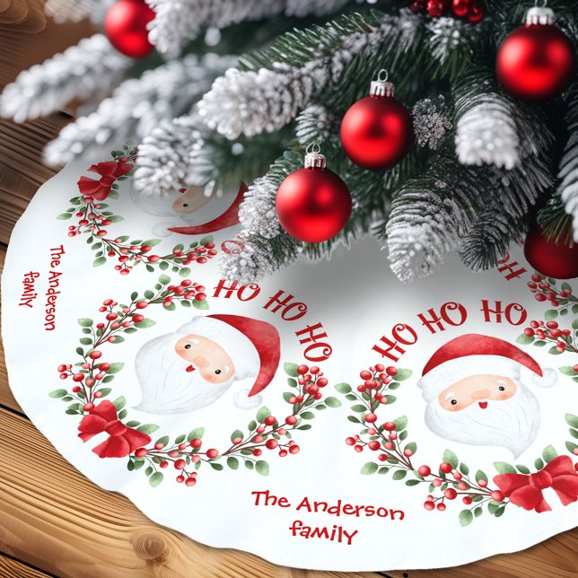 Niedlicher Weihnachtsmann-Familienname Weihnachtsb Polyester Weihnachtsbaumdecke (Cute Santa Claus Family Name Christmas Tree Skirt)