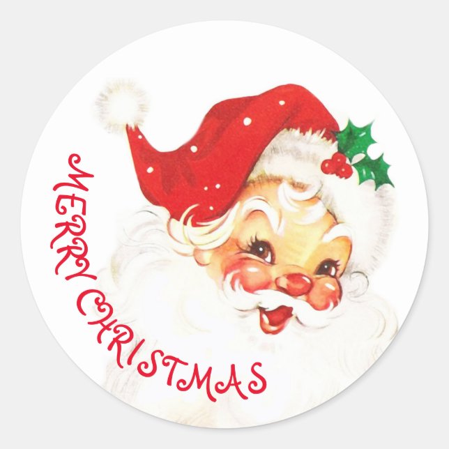 Niedlicher Weihnachtsmann frohe Weihnachten Runder Aufkleber (Vorderseite)