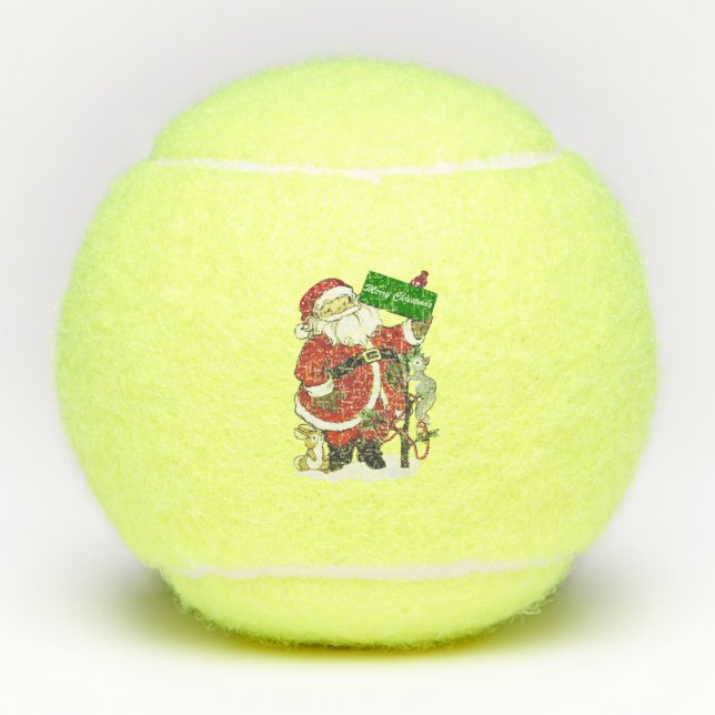 Niedlicher Weihnachtsmann frohe Weihnachtsliebetie Tennisbälle (Vorderseite)