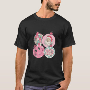 Niedlicher Weihnachtsmann Gesicht Rosa Groovy Weih T-Shirt