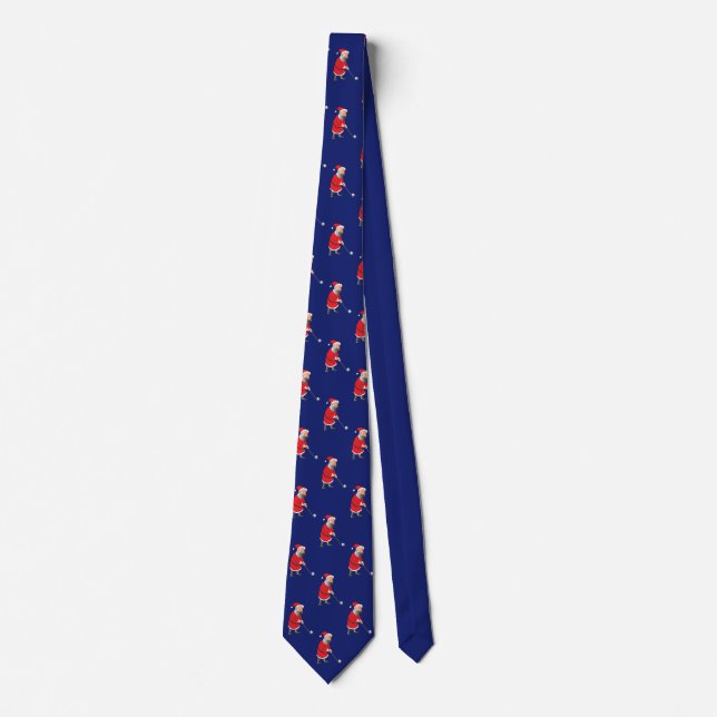 Niedlicher Weihnachtsmann Golf Royal Blue Holiday Krawatte (Vorderseite)