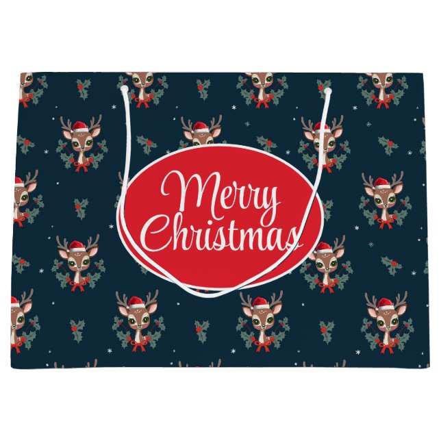 Niedlicher Weihnachtsmann Große Geschenktüte (Vorderseite)