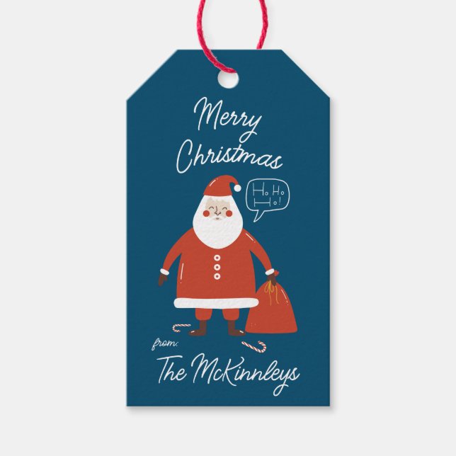 Niedlicher Weihnachtsmann Ho Ho Ho Ho individuell  Geschenkanhänger (Vorderseite)