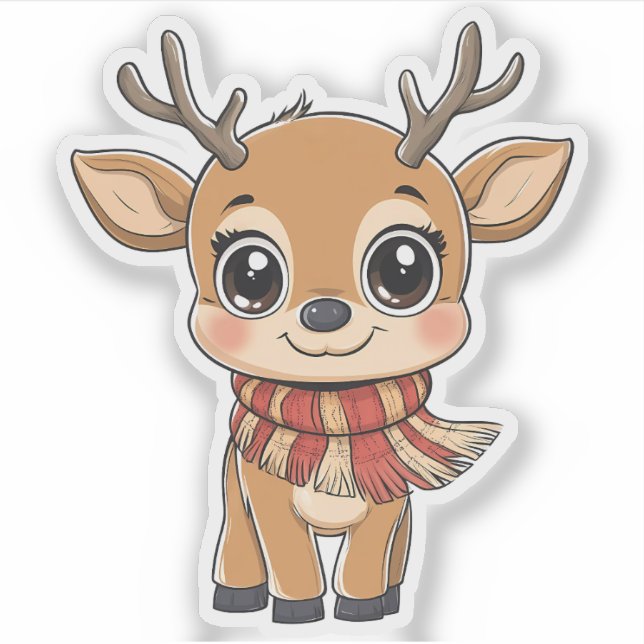 Niedlicher Weihnachtsmann im Scarf Aufkleber (Vorderseite)