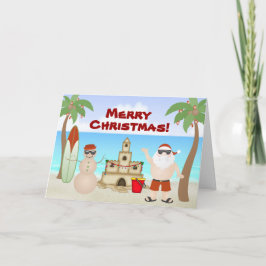 Niedlicher Weihnachtsmann im Strandparadies Frohe  Feiertagskarte