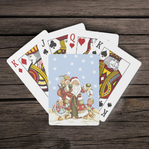 Niedlicher Weihnachtsmann in Volkskunst Kinder Wei Spielkarten