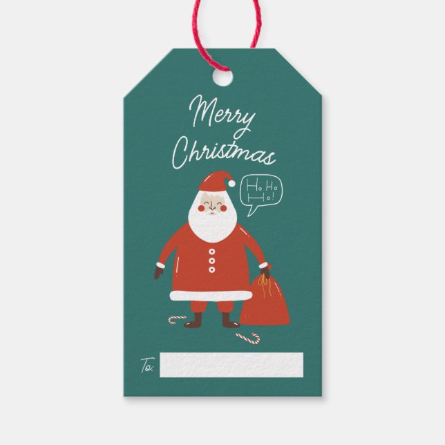 Niedlicher Weihnachtsmann - individualisierbare We Geschenkanhänger (Vorderseite)