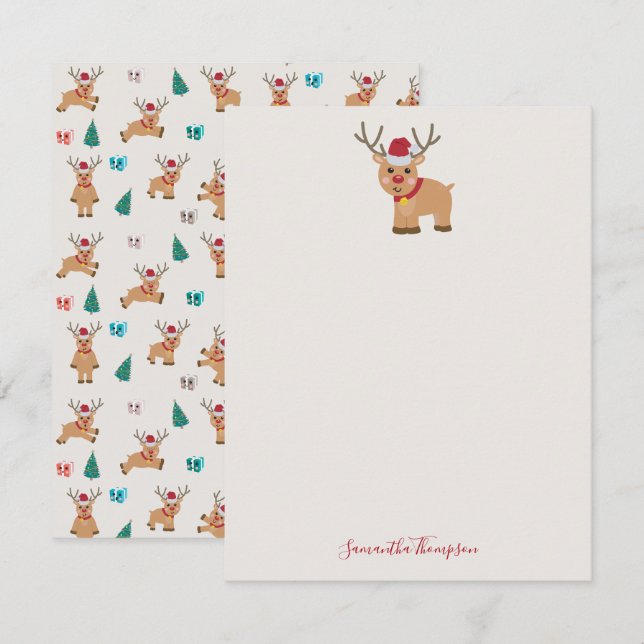 Niedlicher Weihnachtsmann-Individuelle Name Mitteilungskarte (Vorne/Hinten)