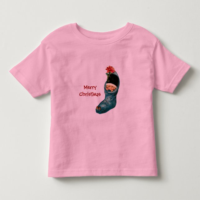 Niedlicher Weihnachtsmann, Kleines Kind, Rosa Blau Kleinkind T-shirt (Vorderseite)