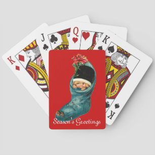 Niedlicher Weihnachtsmann, Kleines Kind, Weißes Ro Spielkarten