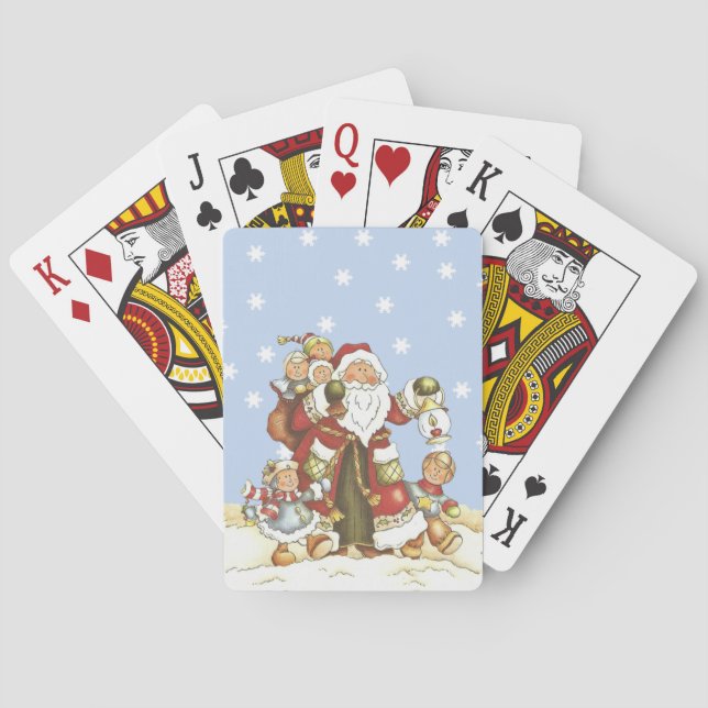 Niedlicher Weihnachtsmann Kunst Kinder Weihnachten Spielkarten (Rückseite)