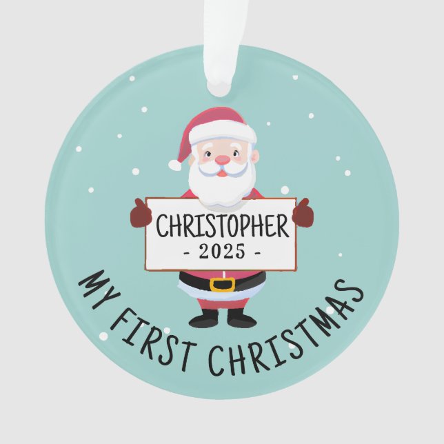 Niedlicher Weihnachtsmann Mein erster Individuelle Ornament (Vorderseite)