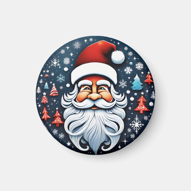 Niedlicher Weihnachtsmann mit Bäumen Magnet (Vorne)