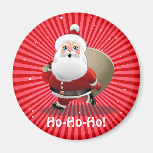 Niedlicher Weihnachtsmann mit einem Sack voll von Magnet