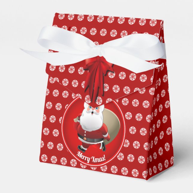 Niedlicher Weihnachtsmann mit einem Sack voller Ge Geschenkschachtel (Vorderseite)
