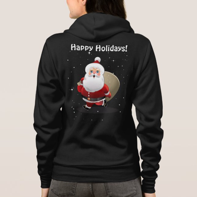 Niedlicher Weihnachtsmann mit einem Sack voller Ge Hoodie (Rückseite)
