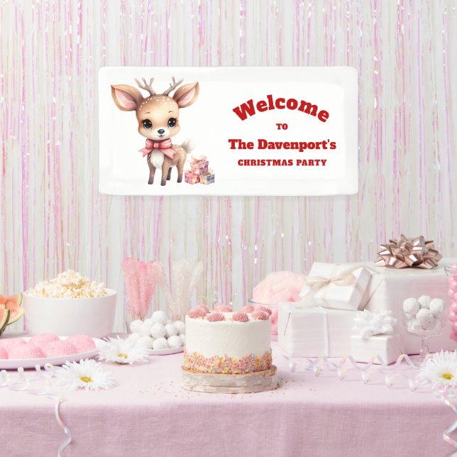 Niedlicher Weihnachtsmann mit Geschenken Party Wil Banner (Party)