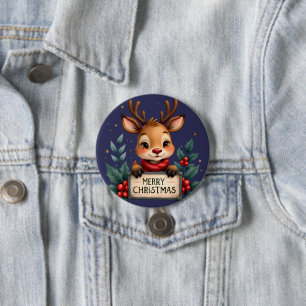 Niedlicher Weihnachtsmann mit Holly und Sign Button