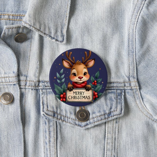 Niedlicher Weihnachtsmann mit Holly und Sign Button (Beispiel)