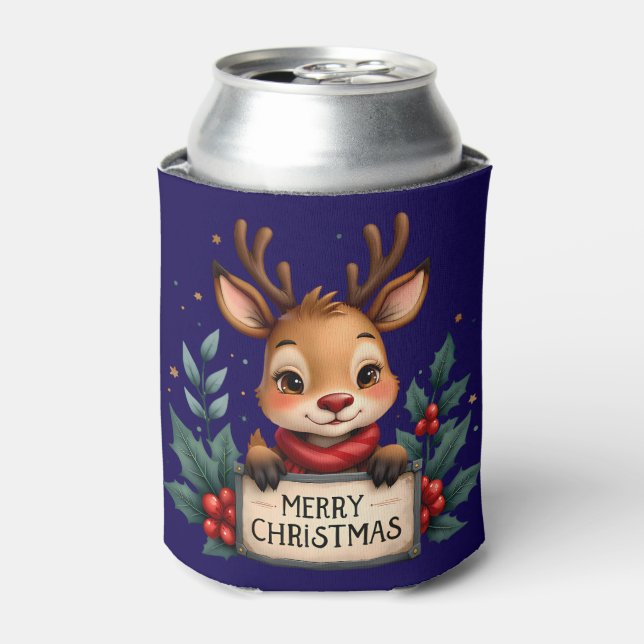 Niedlicher Weihnachtsmann mit Holly und Sign Dosenkühler (Kanne Vorderseite)