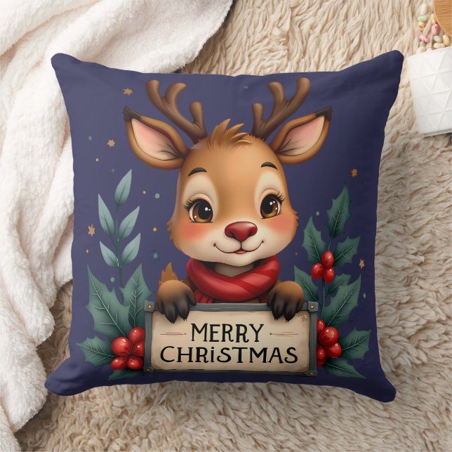 Niedlicher Weihnachtsmann mit Holly und Sign Kissen (Decke)