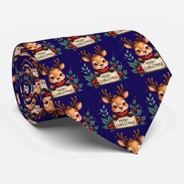 Niedlicher Weihnachtsmann mit Holly und Sign Krawatte (Gerollt)