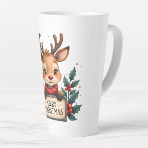 Niedlicher Weihnachtsmann mit Holly und Sign Milchtasse