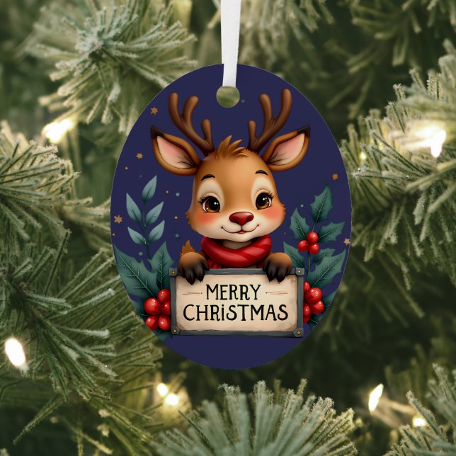 Niedlicher Weihnachtsmann mit Holly und Sign Ornament Aus Metall (InSitu)