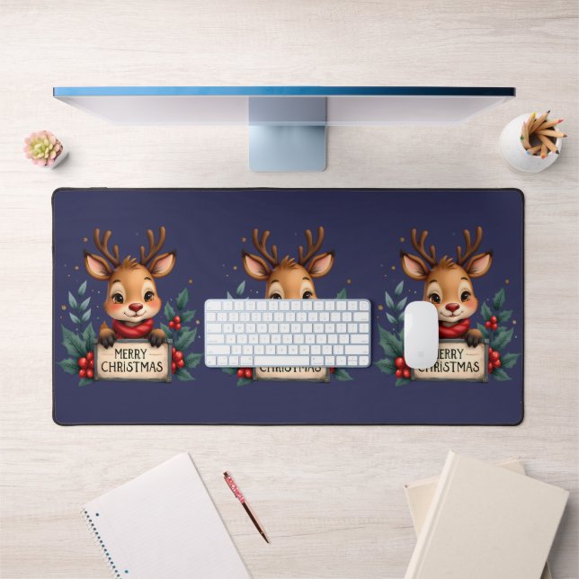 Niedlicher Weihnachtsmann mit Holly und Sign Schreibtischunterlage (Büro 1)