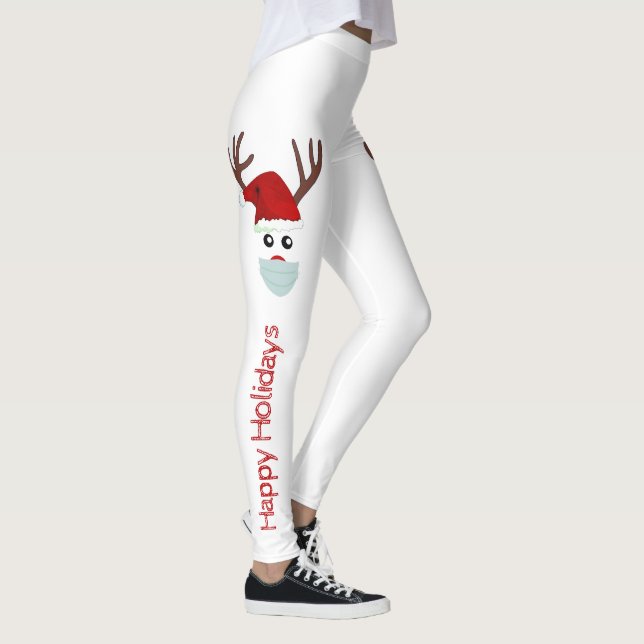 Niedlicher Weihnachtsmann mit Maske White Red Leggings (Rechts)