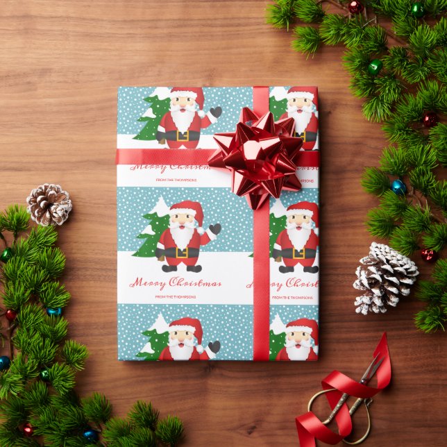 Niedlicher Weihnachtsmann mit Personalisierter Wei Geschenkpapier (Feiertagsgeschenk)